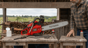 manutenção da corrente da motosserra Toyama